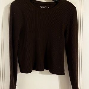 Abercrombie & Fitch Dark Brown Ribbed Long Sleeve Top